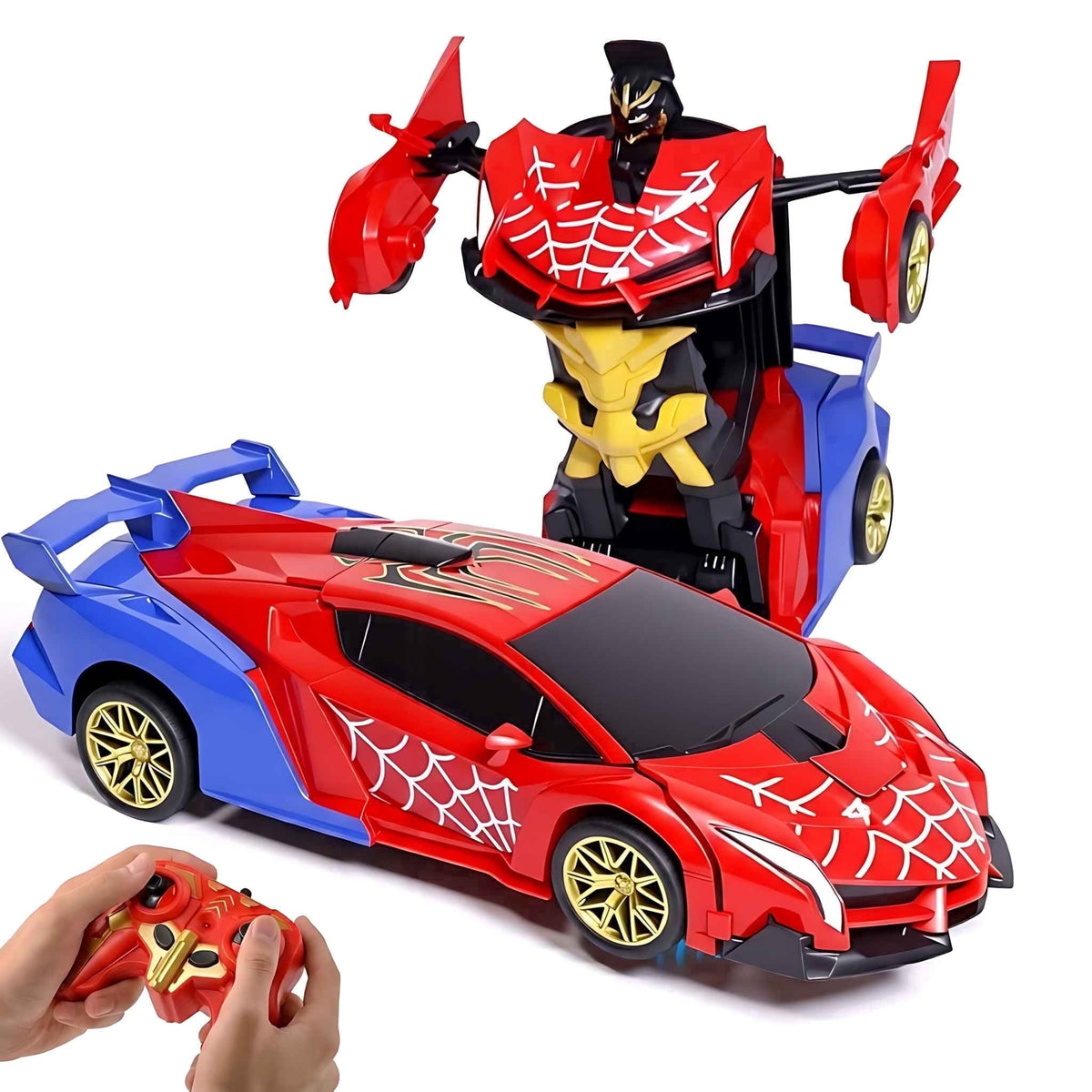 1:18 Spider RC Car Transforming Robot with 2.4GHz Remote Control, Stunt 360° Rotation and LED Lights for Boys 3-12