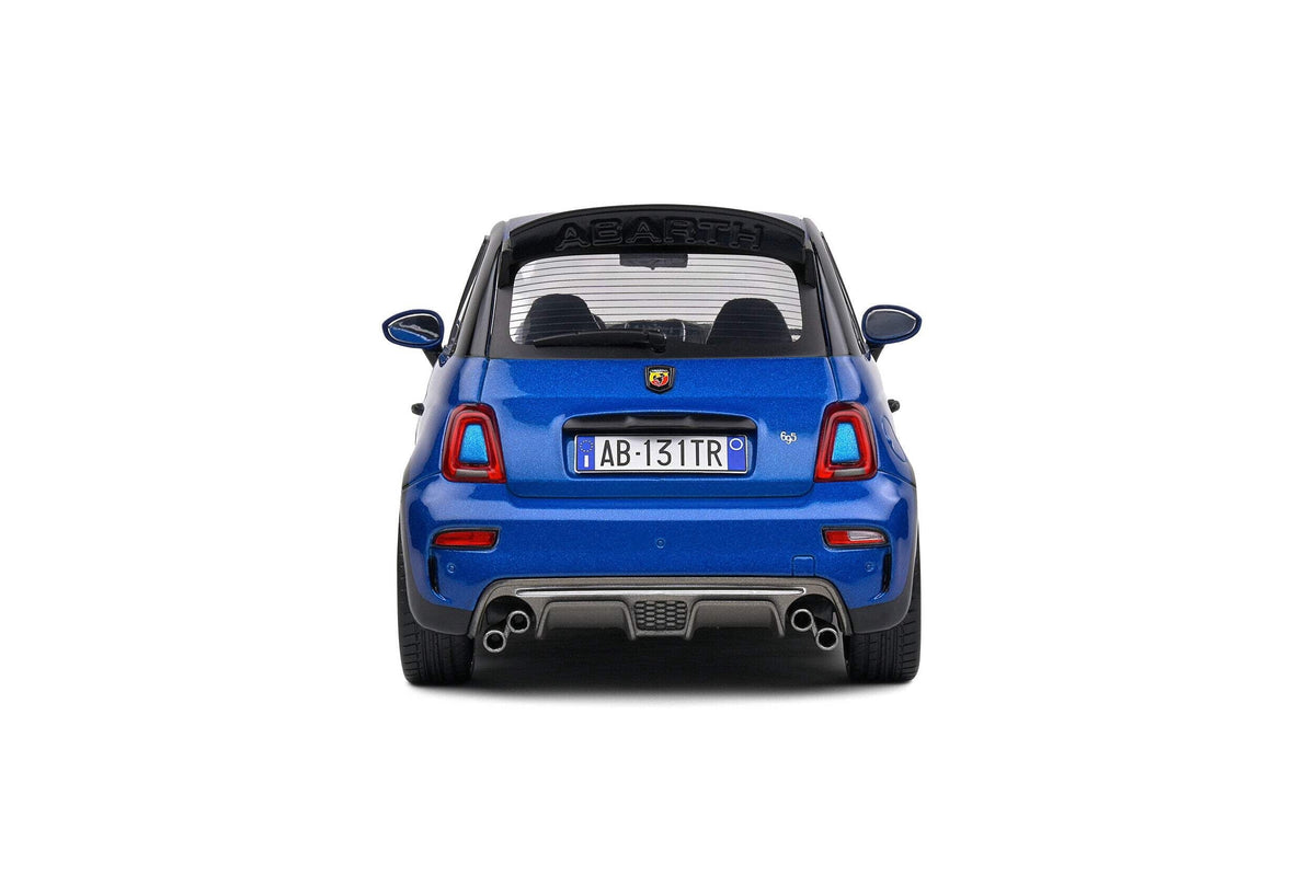 2022 Fiat 695 Abarth "Tributo 131 Rally" Podium Blue Metallic with Black Side Stripes 1/18 Diecast Model Car by Solido
