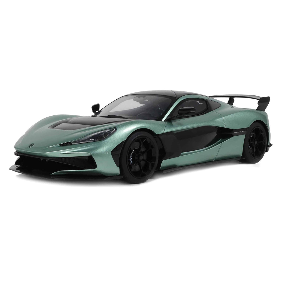 2024 Rimac Nevera R Green Metallic with Black Top 1/18 Model Car by GT Spirit