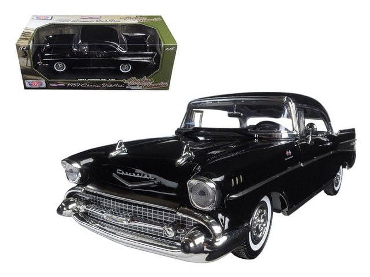 1957 Chevrolet Bel Air Black \Timeless Classics\ 1/18 Diecast Model Car by Motormax