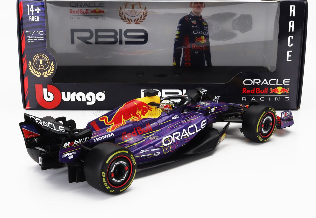 Bburago Ferrari F1 RB19 Team Oracle Red Bull Racing No 1 Sinner Las Vegas GP 2023 (Verstappen) Purple 1:18