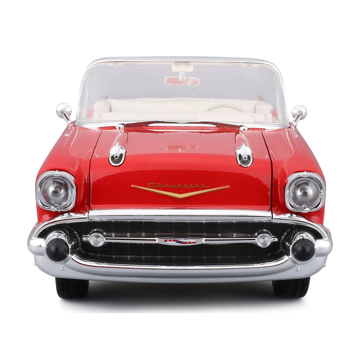 1957 Chevrolet Bel Air Convertible Red with White Interior "Special Edition" Series 1/18 Diecast Model Car by Maisto