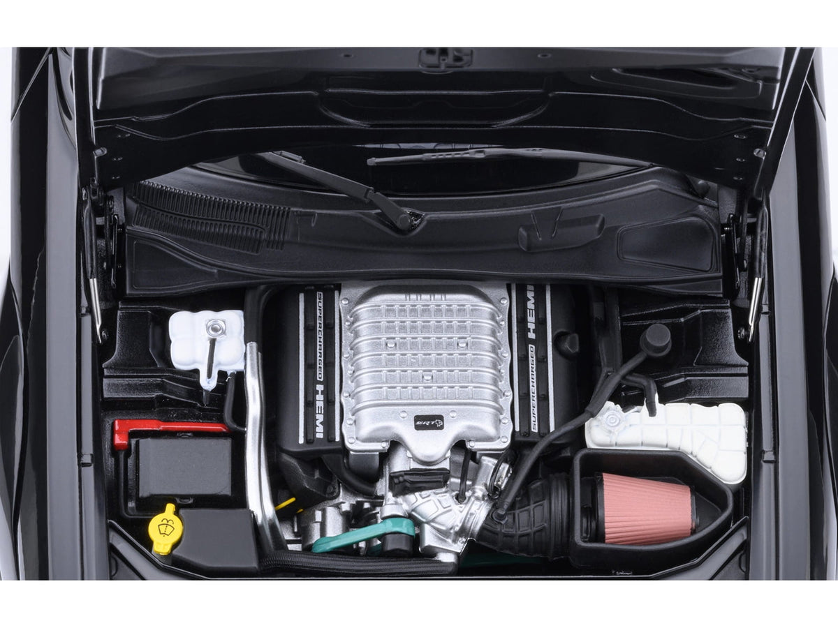 2023 Dodge Challenger SRT Super Stock Pitch Black with Red Interior 1/18 Model Car by Autoart
