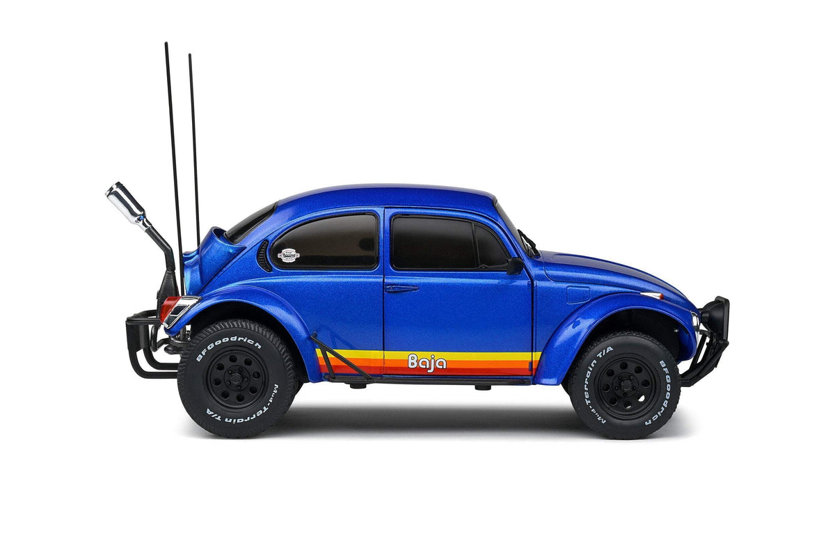 1975 Volkswagen Beetle Baja Blue Metallic with Stripes 1/18 Diecast Model Car by Solido
